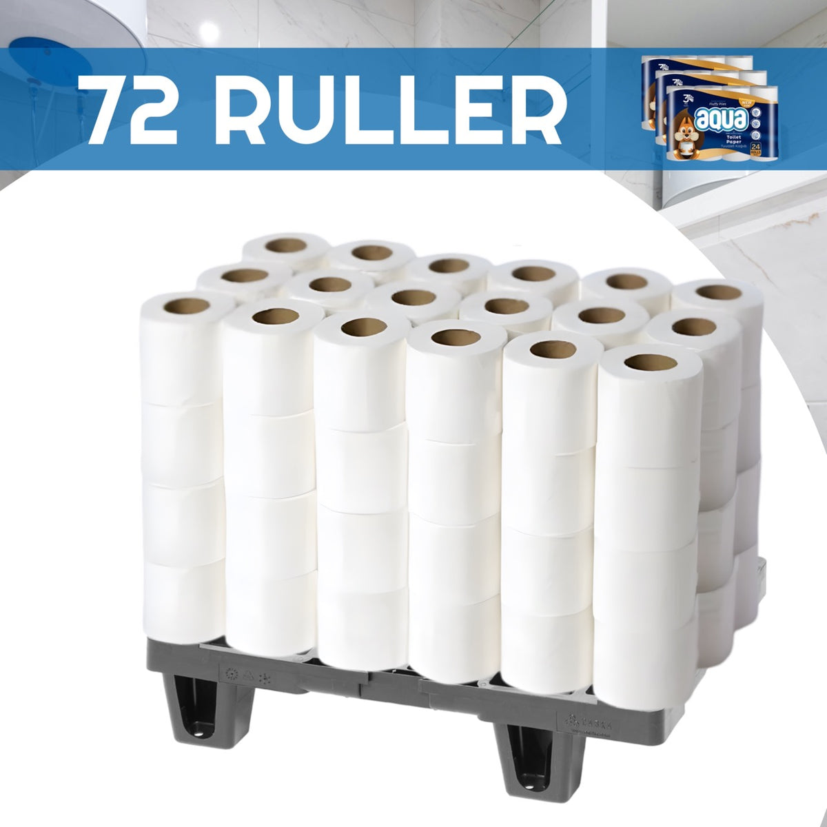 På lager igen! Aqua 72 ruller 3-lags blødt Toiletpapir