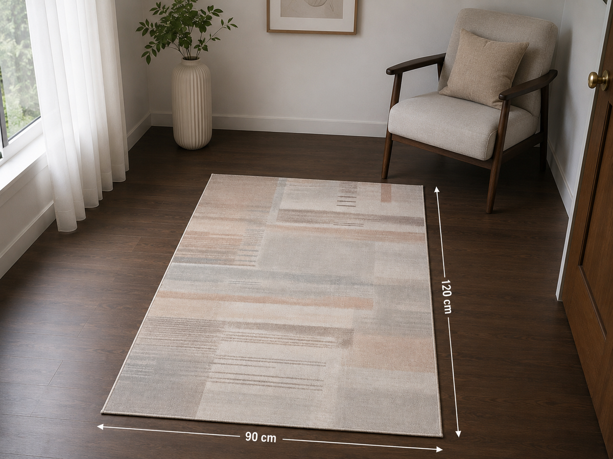 Scandi Harmony Tæppe – Beige/Grå 90 x 120 cm
