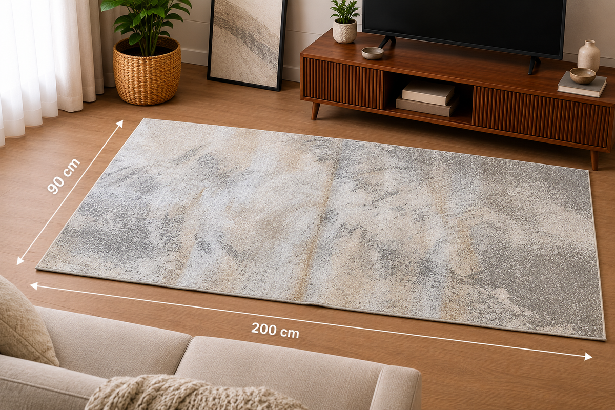 Nordic Marble Løber – Grå/Beige 90 x 200 cm
