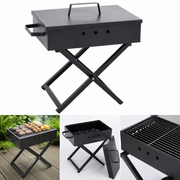 Robust Kulgrill med Låg og Foldbare Ben – 48 x 31 x 45 cm