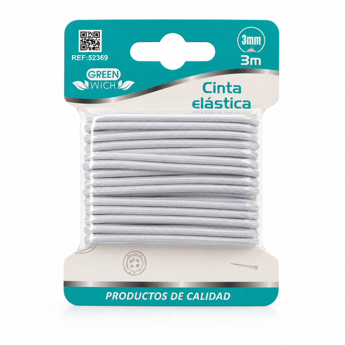 Elastisk Snor 3 mm × 3 m – Hvid