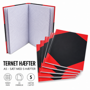 Hæfter A5, Hårdt Omslag – Ternet | Sæt med 5