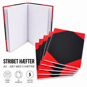 Hæfter A5, Hårdt Omslag – Stribet | Sæt med 5 Hæfter