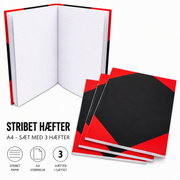 Hæfter A4 Hårdt Omslag – Stribet | Sæt med 3 Hæfter