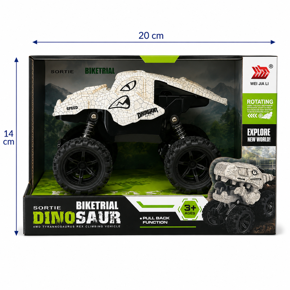 Dinosaur Monster Truck – Friktionsdrevet Terrængående Køretøj