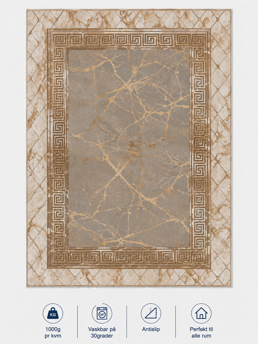 Stilrent tæppe 160x230 cm, Imperial Marble Beige