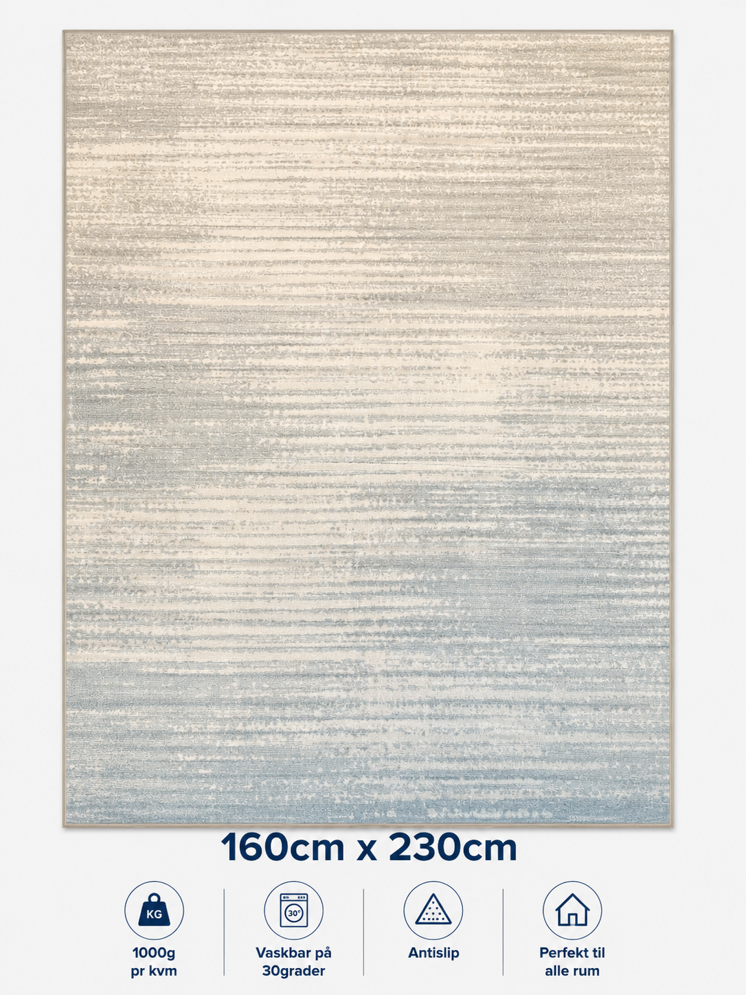 Stilrent tæppe 160x230 cm, Nordic Mist Blue