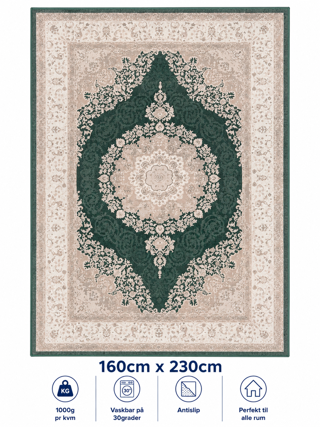 Stilrent tæppe 160x230 cm, Emerald Palace Vintage