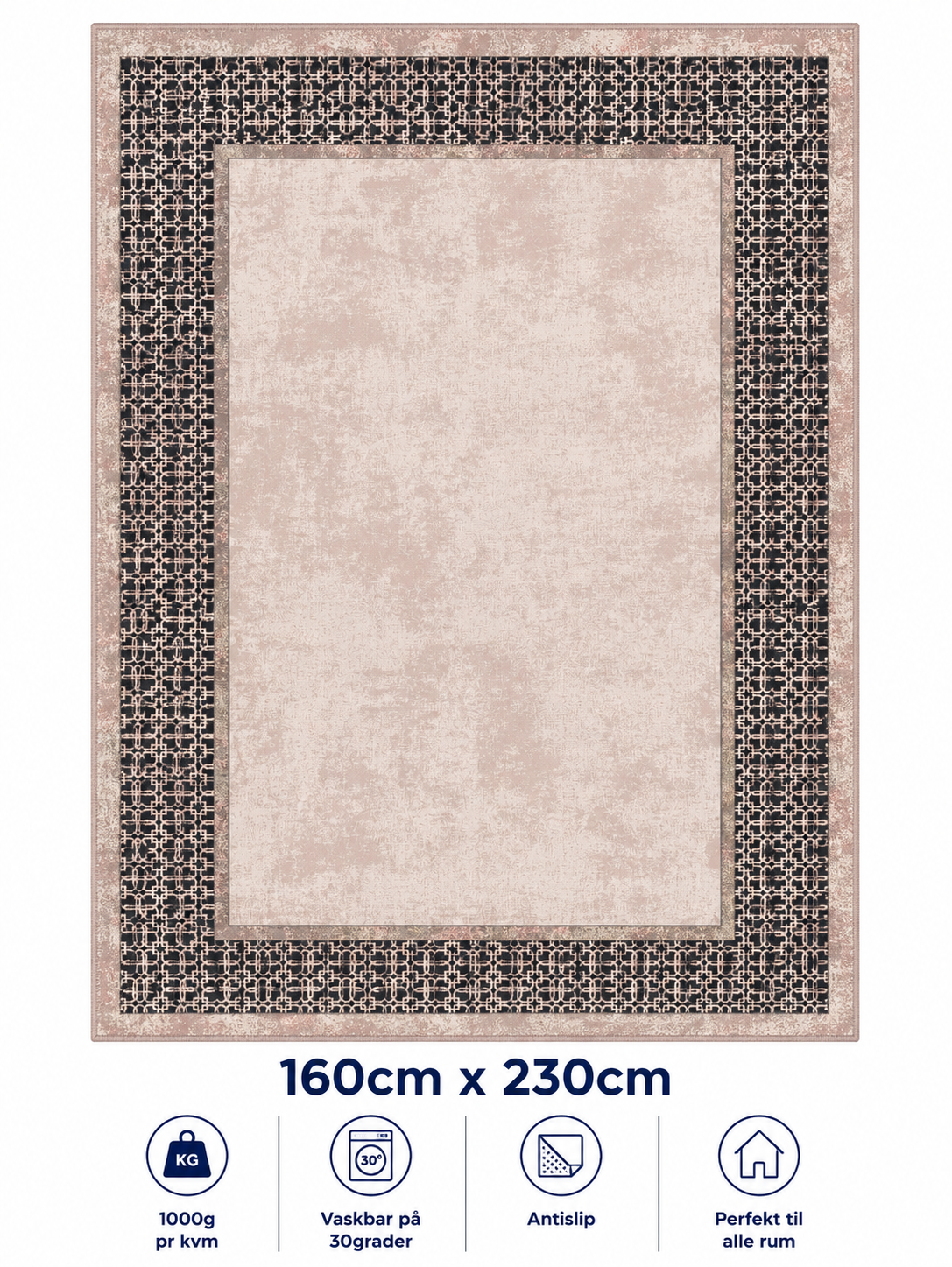 Stilrent tæppe 160x230 cm, Blush Elegance