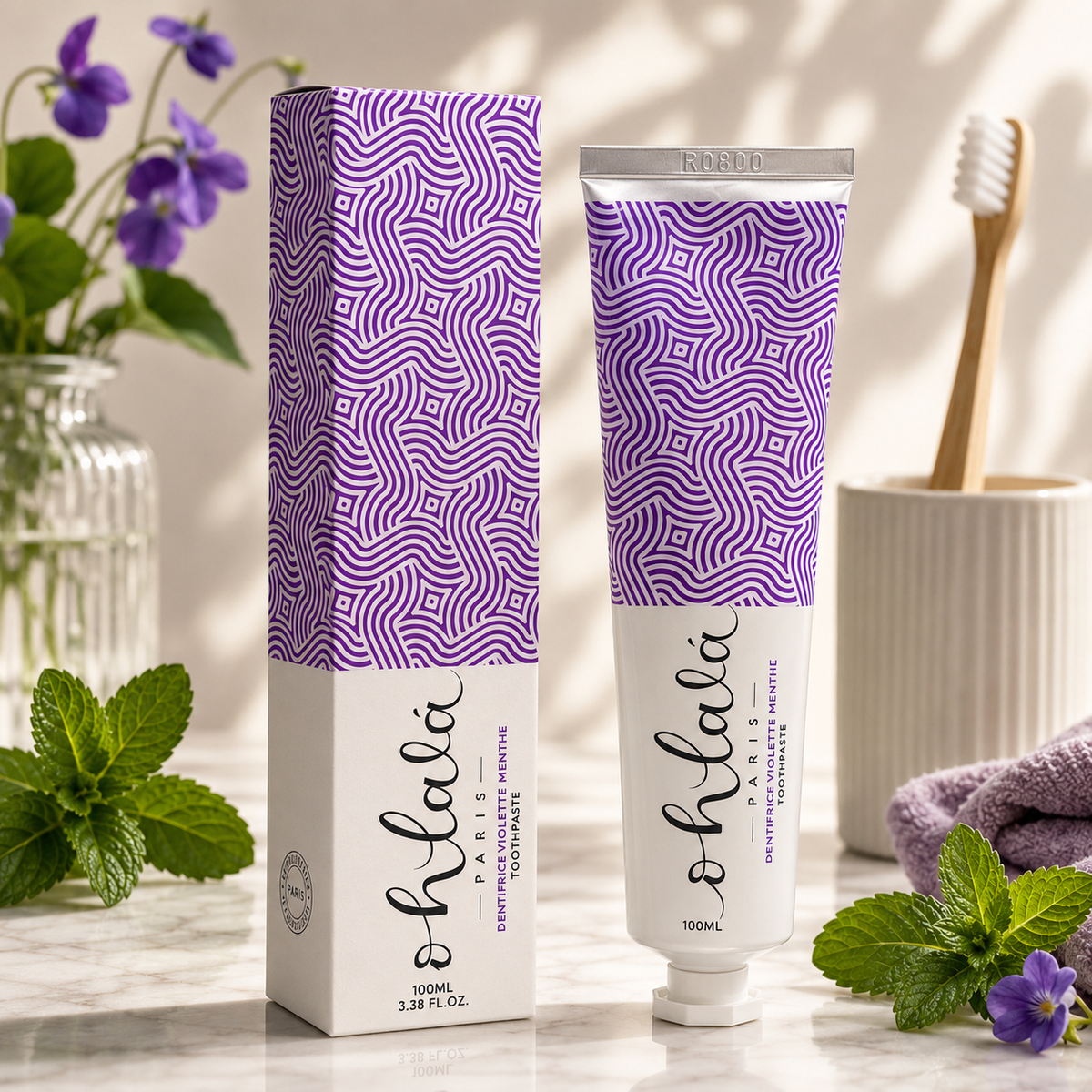 Ohlala Paris Naturlig Tandpasta 100ml - floral violet og frisk mint