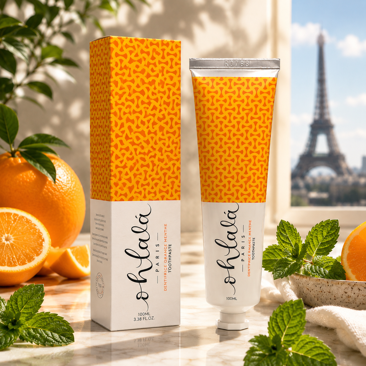 Ohlala Paris Naturlig Tandpasta 100ml - frisk appelsin og kølende mint