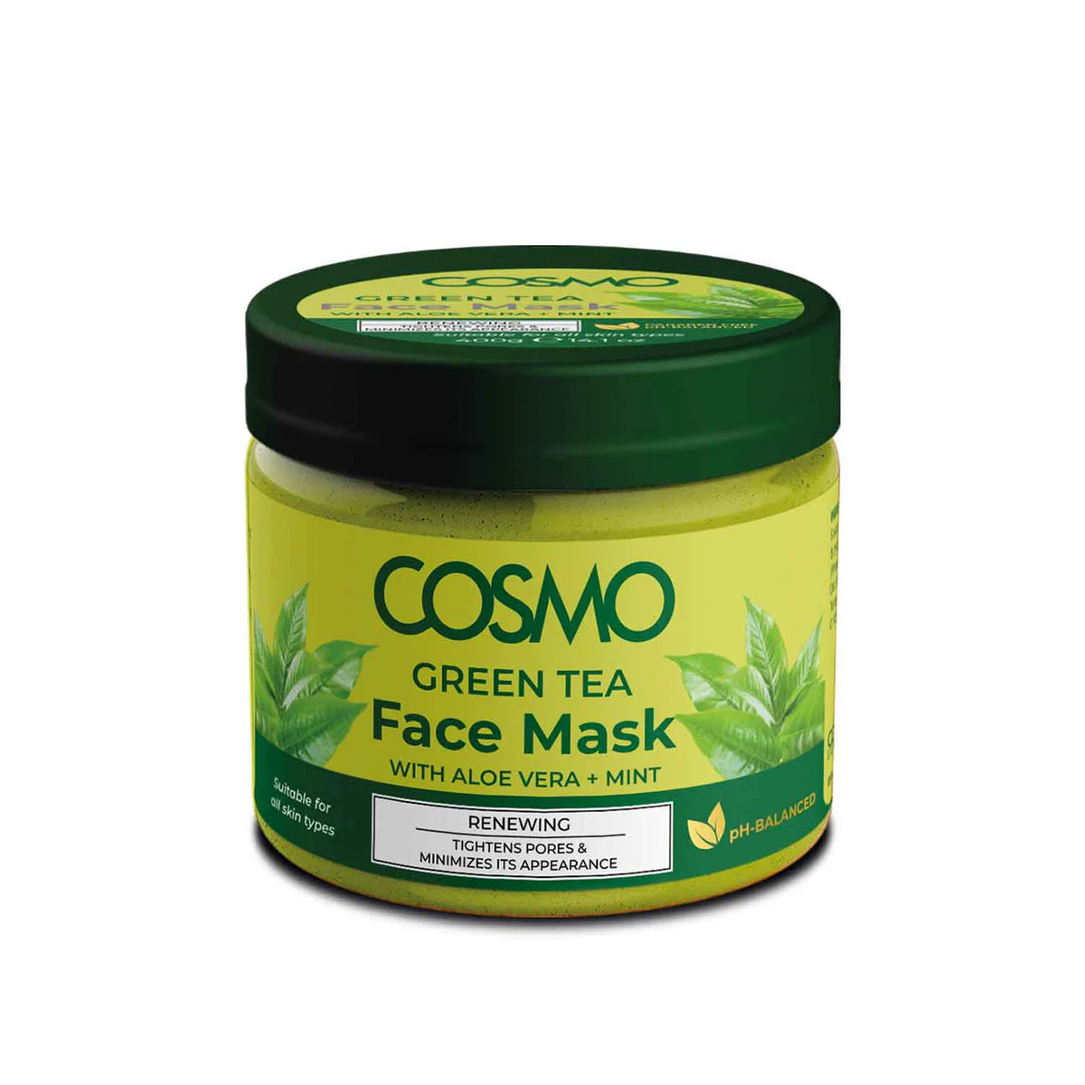 Cosmo Grøn Te Ansigtsmaske med Aloe Vera & Mynte – 325 ml