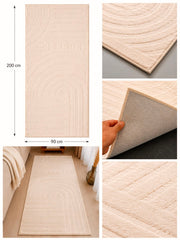 Velour Tæppe Løber 90x200 cm Kaninhår Look – Soft Beige & Creme
