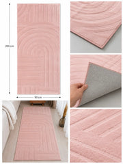 Velour Tæppe Løber 90x200 cm Kaninhår Look – Dusty Rose & Blush