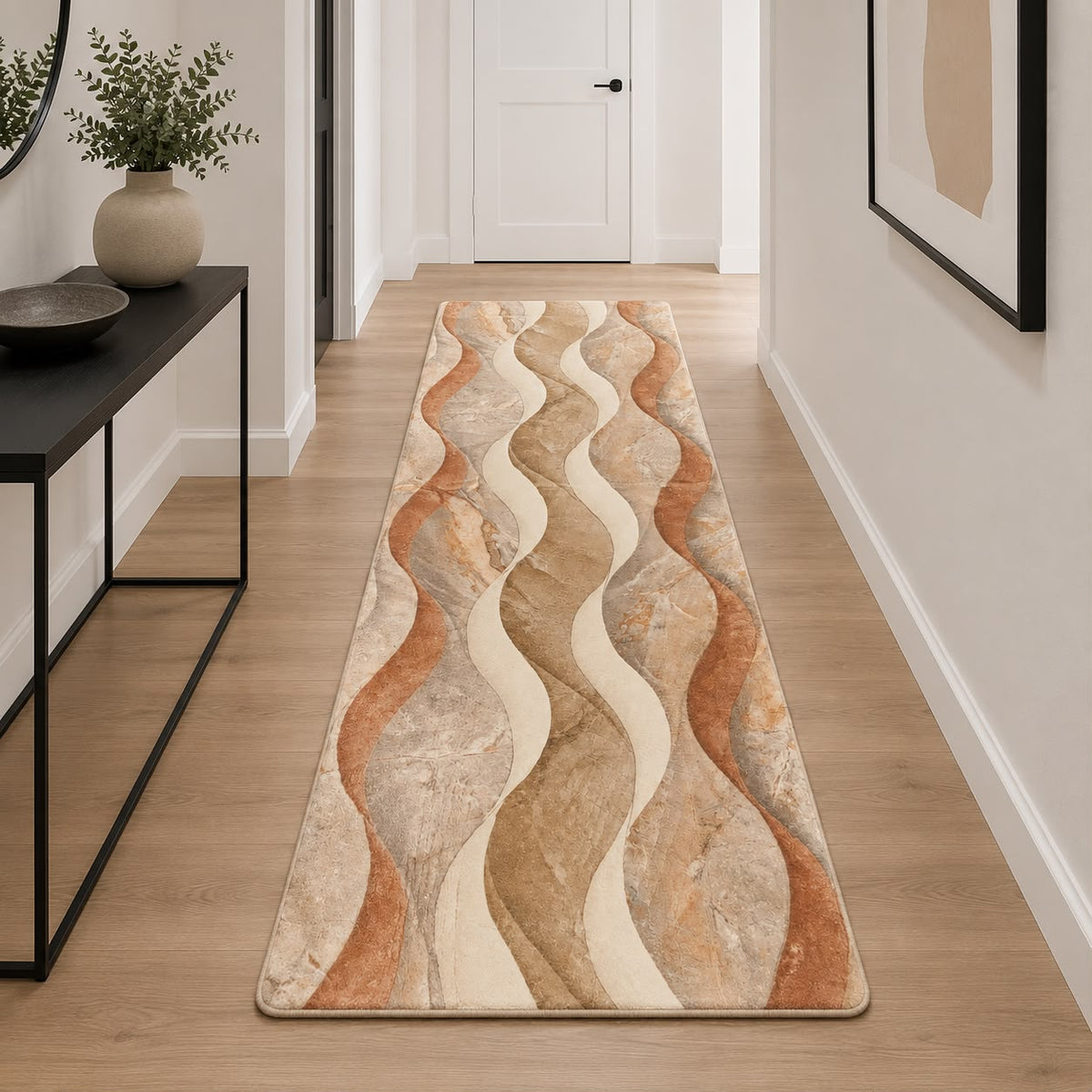 Nordic Flow Løber 100x300 cm – Moderne Bølgedesign