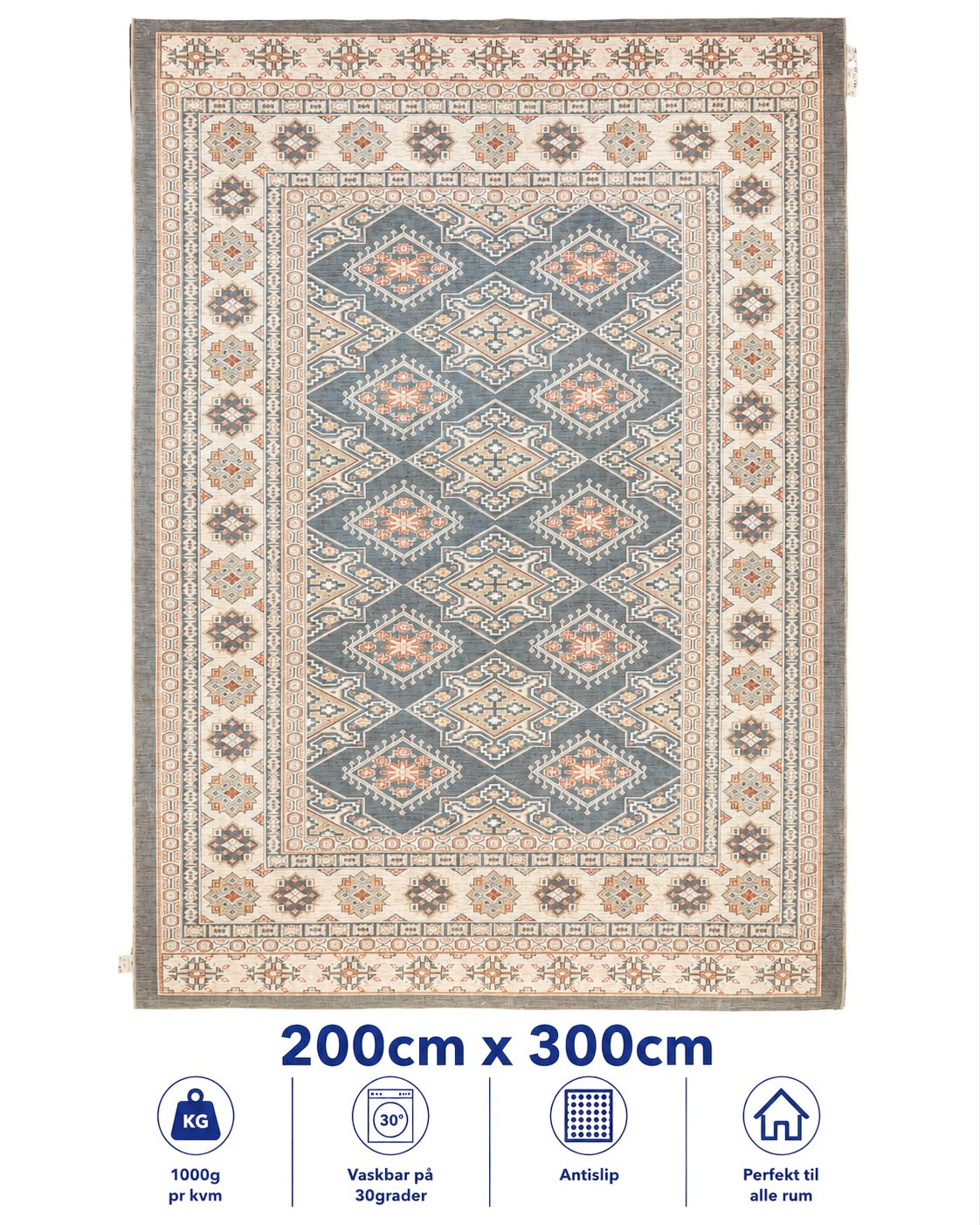 Stilrent tæppe 200x300 cm, Heritage Mosaic