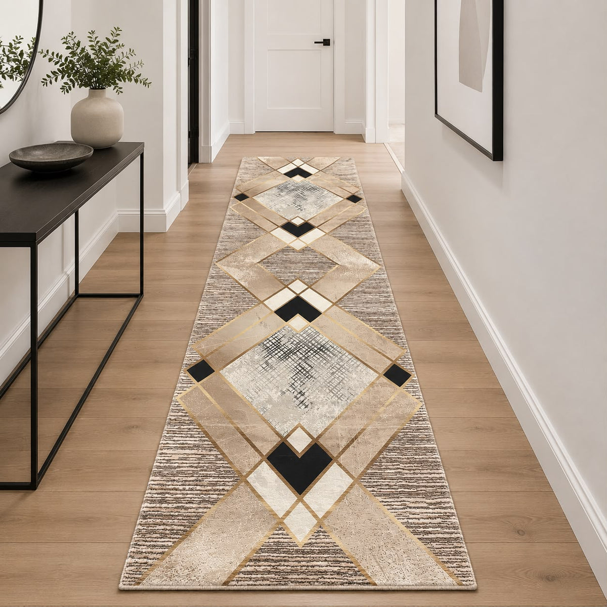 Nordic Diamond Løber 100x300 cm – Moderne Geometrisk Design