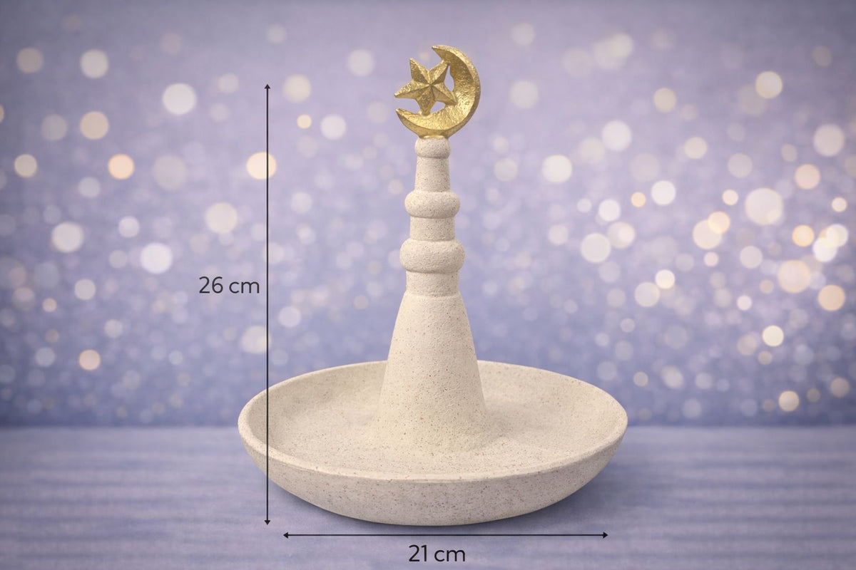 Orientalsk design skål med holder, lavet af harpiks & porcelæn 26x21