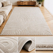 Moderne Relief Tæppe 200x300 cm – Lysegrå