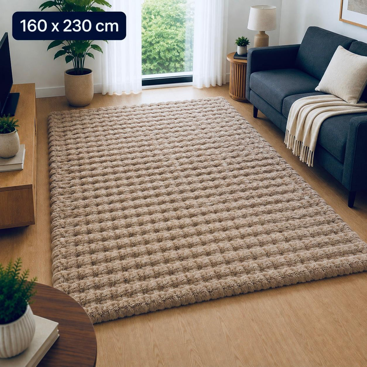 Velour Bubble Tæppe 160x230 cm – Mushroom Taupe