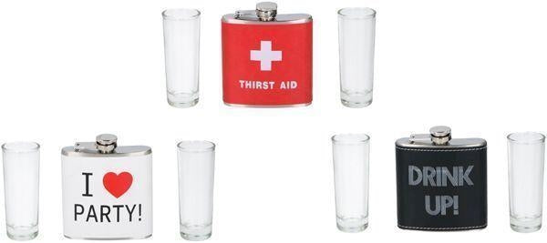 Lommelærke med 2 shotglas og skrift - dullarstore.com