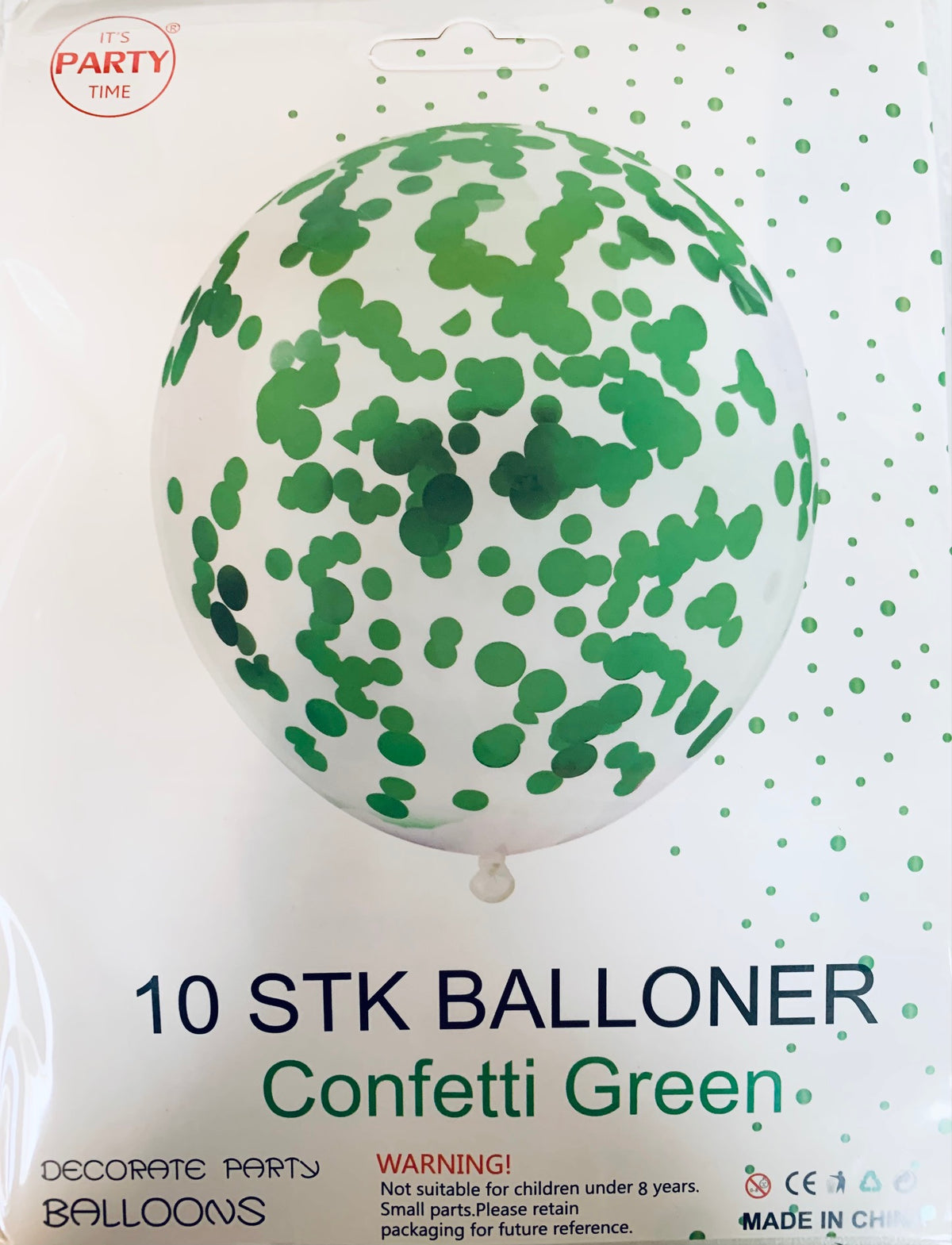 Its Party Time - Konfetti balloner 10stk Grøn konfetti 30cm - dullarstore.com