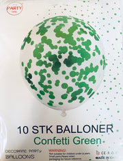 Its Party Time - Konfetti balloner 10stk Grøn konfetti 30cm - dullarstore.com