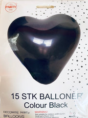 Its Party Time - Hjerte balloner 15stk Sort 30cm - dullarstore.com