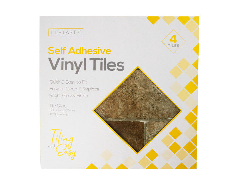 Tiletastic - Cut Stone Adhesive Floor Tiles 4pk - dullarstore.com
