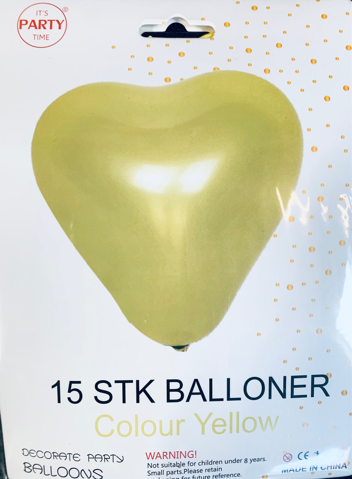 Its Party Time - Hjerte balloner 15stk Gul 30cm - dullarstore.com