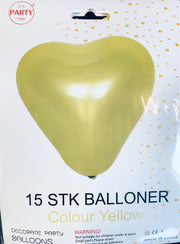 Its Party Time - Hjerte balloner 15stk Gul 30cm - dullarstore.com