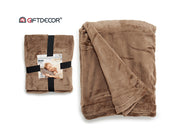 Giftdecor Flaneltæppe 125x150 - Mørkebrun - dullarstore.com