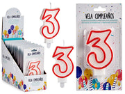 Arparty - 7,5cm Kagelys med tal Nr. 3