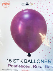 Its Party Time - Perlefarve balloner 15stk rosenrød 30cm - dullarstore.com