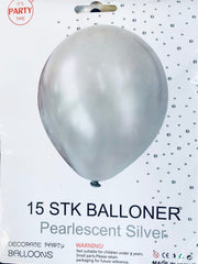 Its Party Time - Perlefarve balloner 15stk Sølv 30cm - dullarstore.com