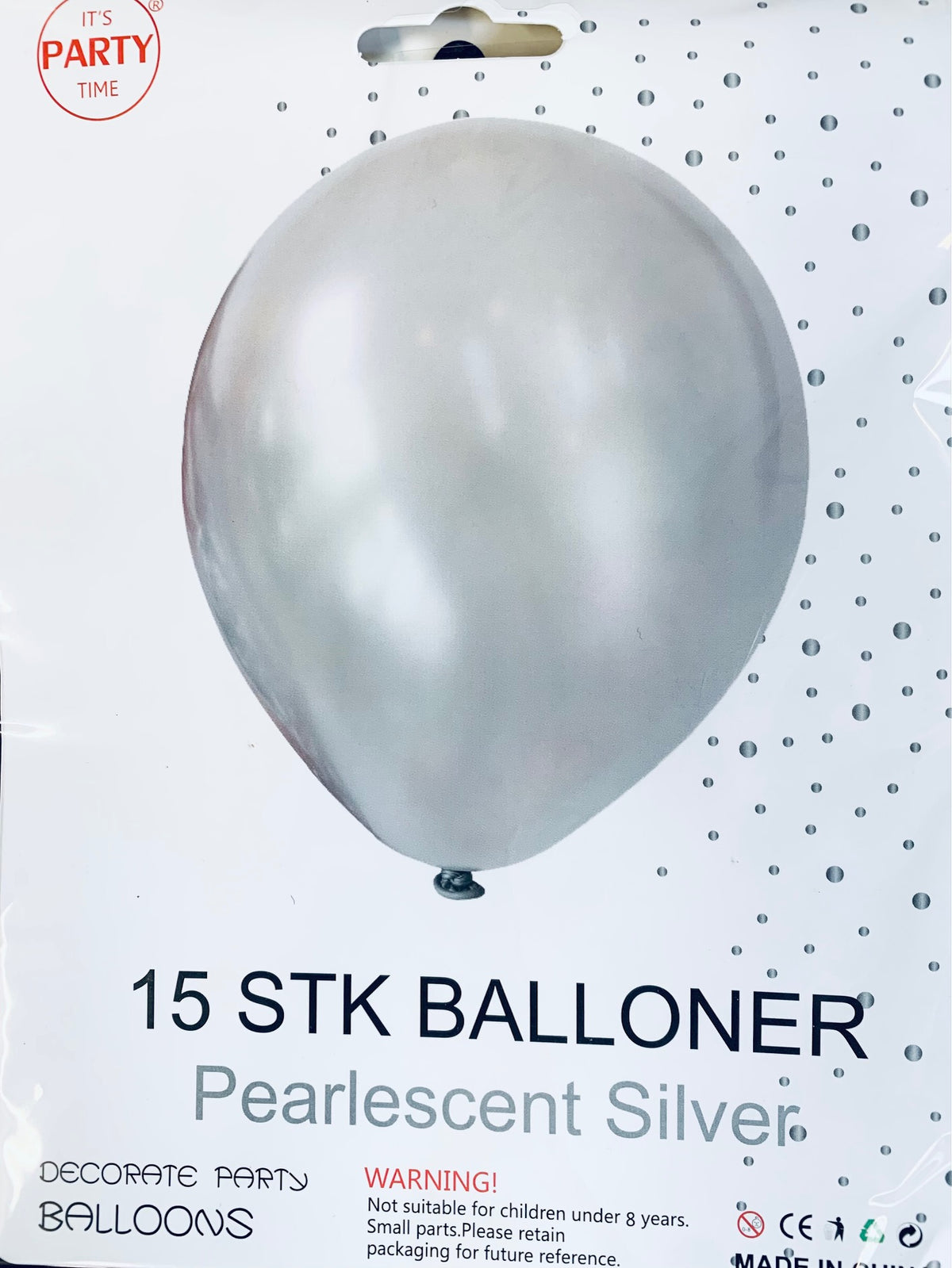 Its Party Time - Perlefarve balloner 15stk Sølv 30cm - dullarstore.com