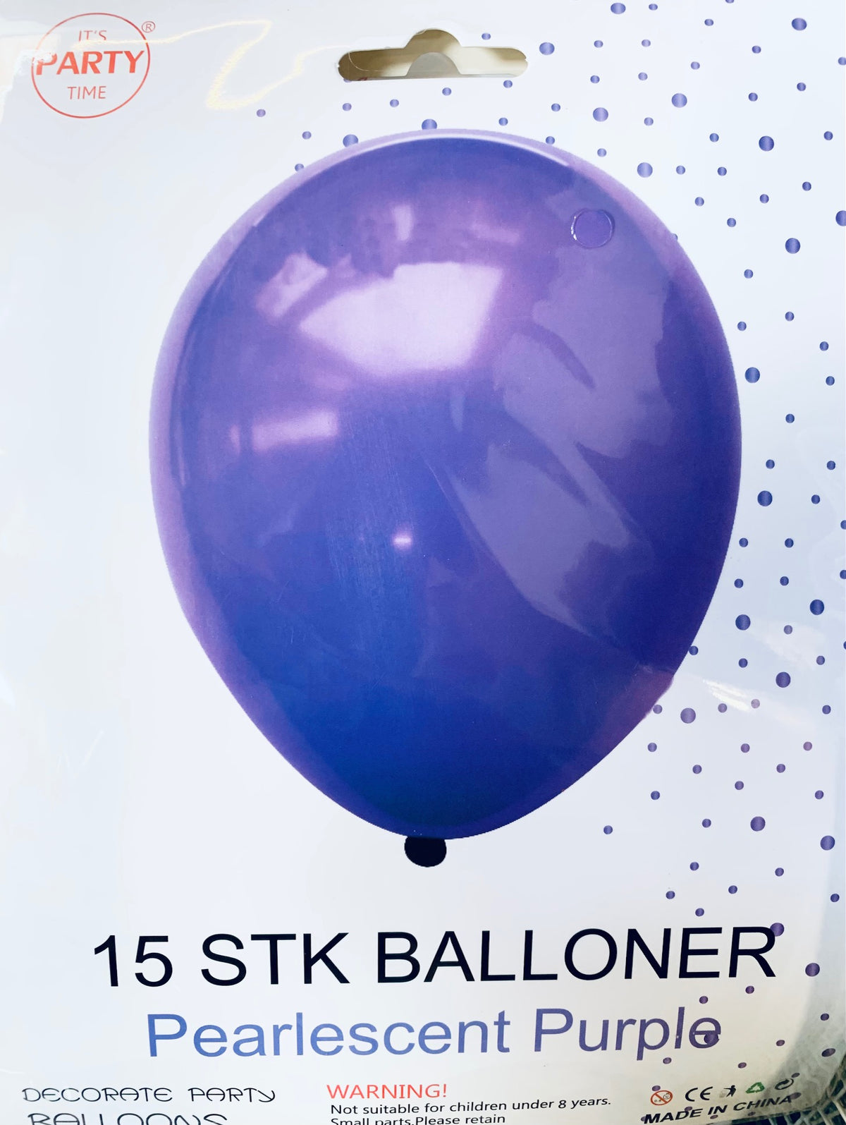 Its Party Time - Perlefarve balloner 15stk Lilla 30cm - dullarstore.com
