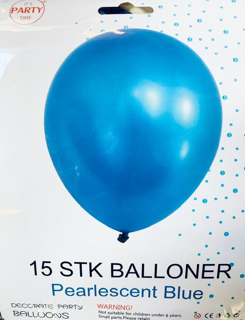 Its Party Time - Perlefarve balloner 15stk Blå 30cm - dullarstore.com