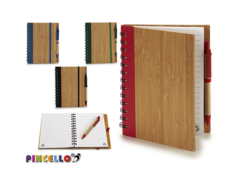 Notebook bamboo cover plain pen 18x14 m4 - dullarstore.com