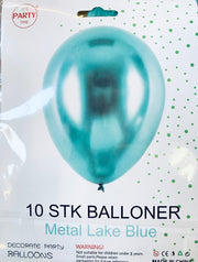 Its Party Time - Metaliske balloner 10stk Sø blå 30cm - dullarstore.com