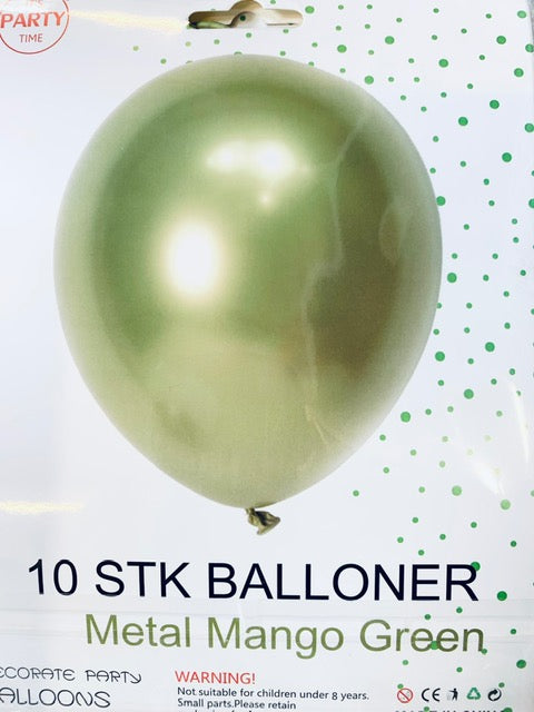 Its Party Time - Metaliske balloner 10stk Mango grøn 30cm - dullarstore.com
