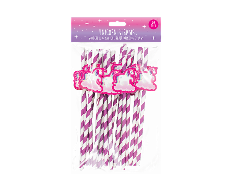 Unicorn Novelty Paper Straws - 20 Pack - dullarstore.com