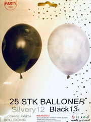 Its Party Time - Balloner 25stk Sort & Sølv 30cm - dullarstore.com