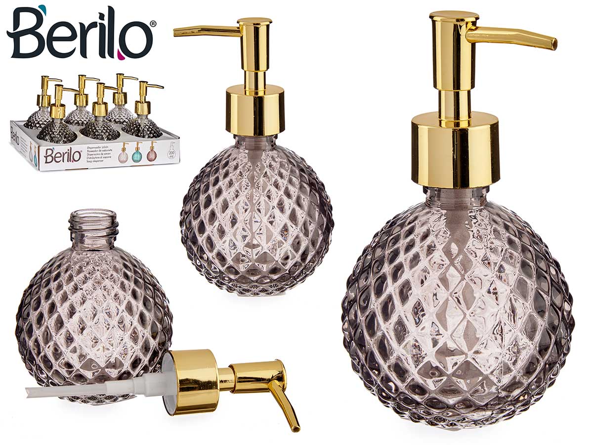 Berilo - Gold edition Sæbedispenser i hærdet glas 8,5 x 8,5 x 15 cm 200ml