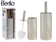 Berilo - Inox toiletbørste holder i lys Grå glans porcelæn & rustristål håndtag