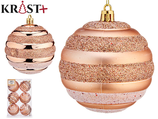 Krist - Julekugler Champagne Tema 8cm - 6stk