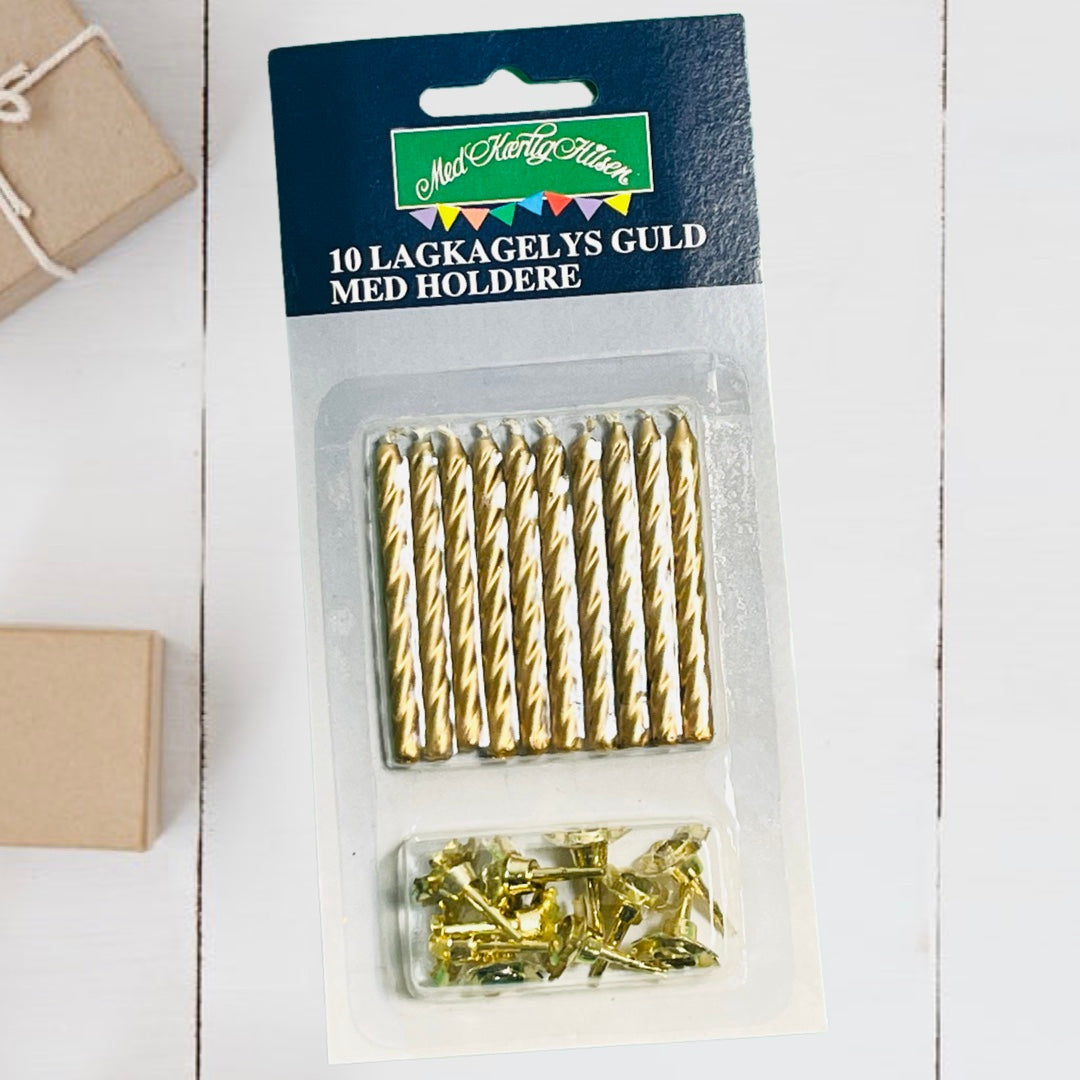 MKH - 10 Lagkagelys Med Holdere - Guld