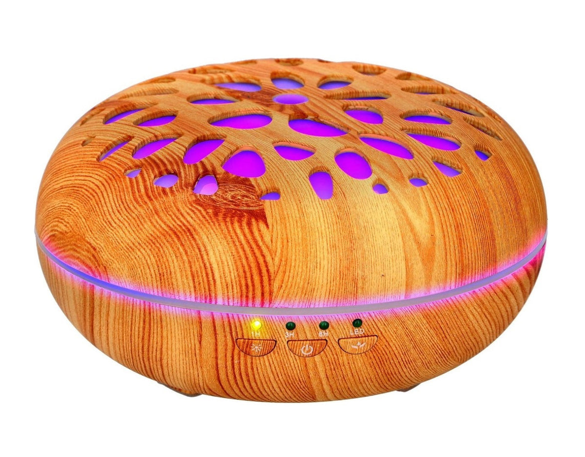 Grundig Aroma Diffuser I Trædesign - (Med Lys Og Timer Funktion)