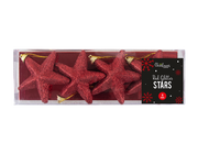 Rød julestjerner ophæng 4stk 7cm